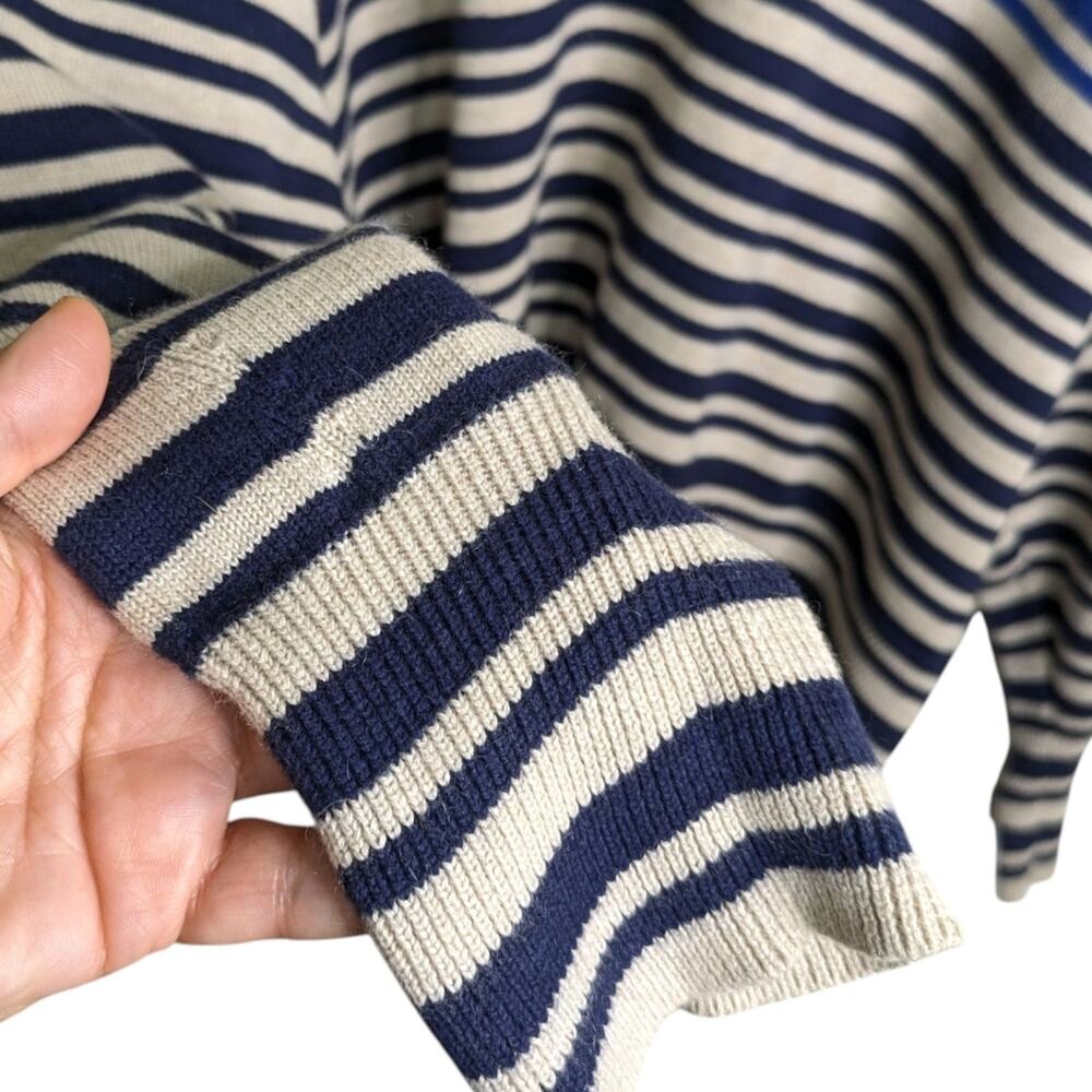 Rag & Bone Ann Sweater Large Striped Oatmeal Cotton Cashmere Luxe Quiet Luxury - Picture 5 of 12